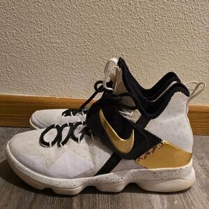 Nike White and Gold High-Tops with Black Accents